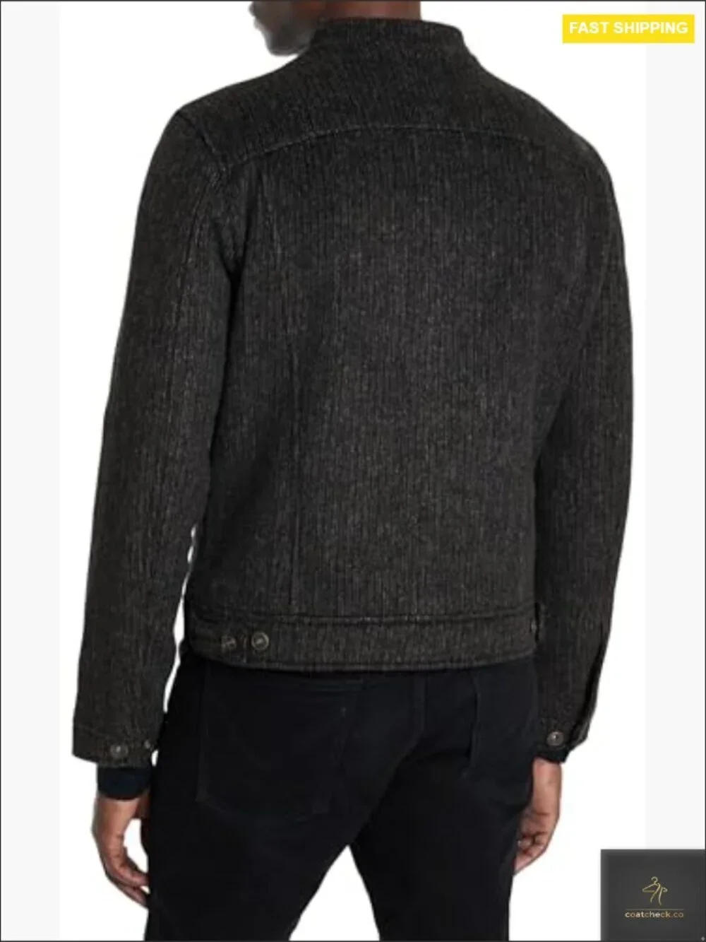 Men's Band Collar Jacket Wool Blend Aviator Silhouette Fitted Zip Front Fall